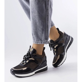 D/GMR Sort og guld wedge sneakers fra Vincez
