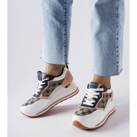D/GMR Hvide og lyserøde Rouxi wedge sneakers