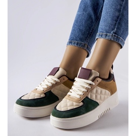 D/GMR Beige og grønne sneakers på Celso platformen