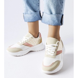 D/GMR Beige og hvide sneakers med guldfarvet accent