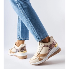 D/GMR Beige wedge sneakers fra Leopoldo