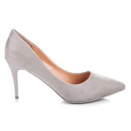 Ideal Shoes Højhælede ruskindssko grå