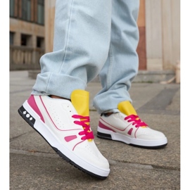 D/GMR Archie hvide og lyserøde sneakers med gul pløs