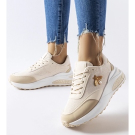 D/GMR Beige og hvide sneakers med dekorativ Acciano-tråd