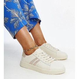 D/GMR Camilla sneakers i beige læder med snøre
