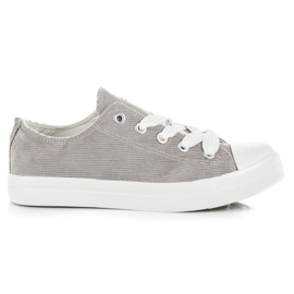 Ideal Shoes Corduroy sneakers grå
