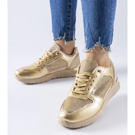 D/GMR Beige og guld sneakers med pyntetråd fra Facondo