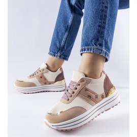 D/GMR Pink og beige Provinciale platform sko lyserød