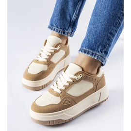D/GMR Beige og hvide Pomona platform sneakers