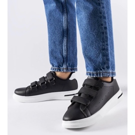 D/GMR Sorte sneakers fastgjort med velcro paré - hvid sål