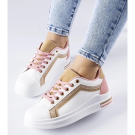 D/GMR Hvide og lyserøde sneakers på Mayfield -platformen med gyldne elementer
