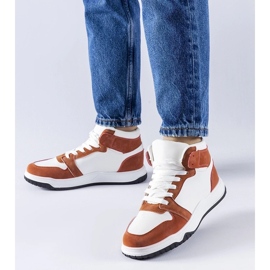 D/GMR Elizabeths hvide og brune high-top sneakers