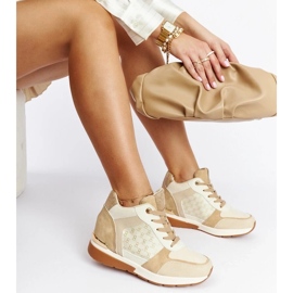 D/GMR Beige sneakers med sneakers i kastanje