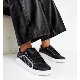D/GMR Sorte platformssneakers med Fekete glitter