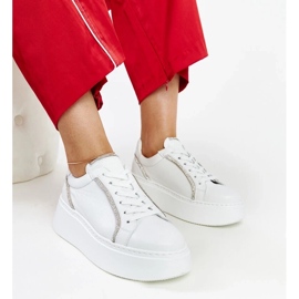 D/GMR Karino hvide læder sneakers med rhinestones