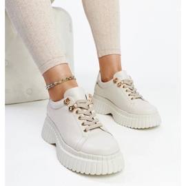 D/GMR Lys beige læder sneakers fra Karino