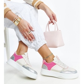 D/GMR Hvide og lyserøde sneakers med en tyk Rumai-sål