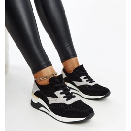 Sorte læder sneakers på Manfrin kile
