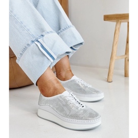 Sølv læder sneakers på Amana platformen