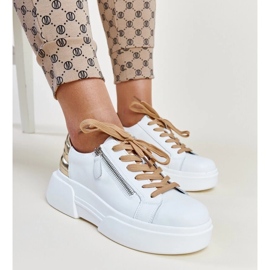 Hvide og guld læder sneakers atyaf
