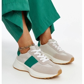 Grå og grønne lædersneakers fra Ganim