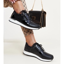 Sorte lædersneakers med metalindsats Rida