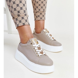 Mørke beige lædersneakers fra Karino