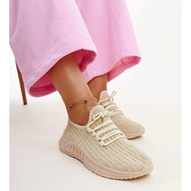Milena sneakers i beige stof