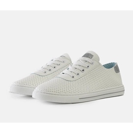 Kvinders hvide perforerede sneakers blonder -op sneakers