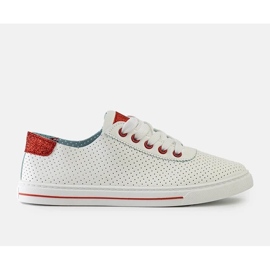 Kvinders hvide perforerede sneakers blonder -op sneakers