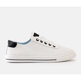 Kvinders hvide perforerede sneakers blonder -op sneakers