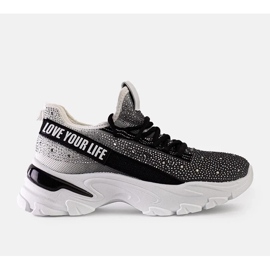 D/CEO Hvide og grå skinnende massive sneakers fra Senai sort