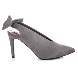 Cm Paris Suede pumps med sløjfe grå