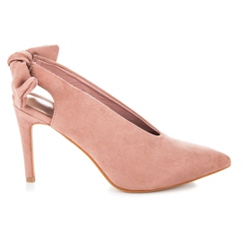 Cm Paris Suede pumps med sløjfe lyserød