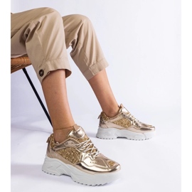 D/CEO Golden Women's Sneakers med Caraballo Glitter -indsatser gylden