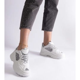 D/CEO Hvide damesneakers med glitterindlæg Caraballo