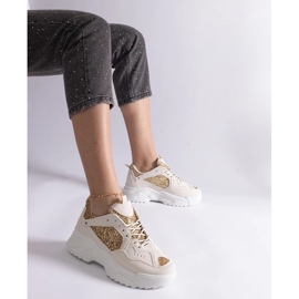 D/CEO Beige damesneakers med glitterindlæg Caraballo