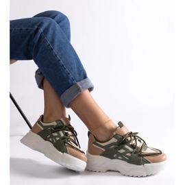 D/CEO Grønne og beige damesneakers Alva