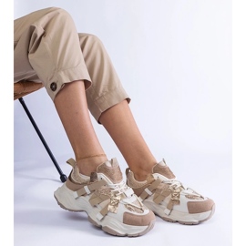 D/CEO Beige sneakers med Candra guldindsatser