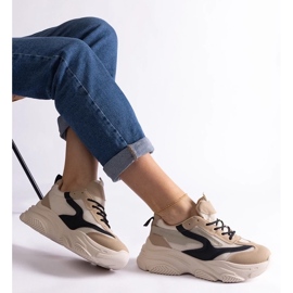 D/CEO Beige og sorte Milenka sneakers til kvinder