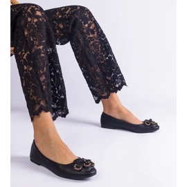 D/CEO Sort ballerinas dekoreret med America Flower