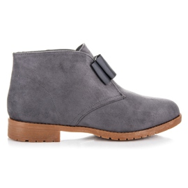 Ideal Shoes Flade støvler med sløjfe grå