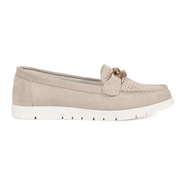 Goodin Beige læder loafers med en kæde på platformen