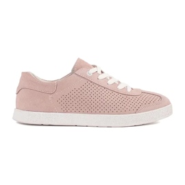 Goodin Lysrosa openwork sneakers lavet af naturligt læder lyserød