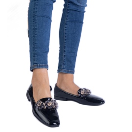 Sorte lakerede loafers med krystaller