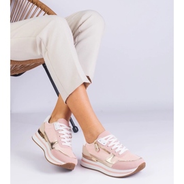 D/CEO Lyserøde sports -sneakers på platformen med den gyldne indsats af Isolde