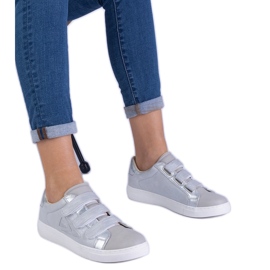 Sølv kvinders sneakers fastgjort med velcro