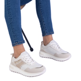 Beige sneakers dekoreret med glitter og zirkoner