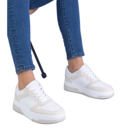 Beige sneakers med tyk sål