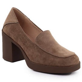 Sko kvinders høje hæle, ruskind beige potocki sz12547